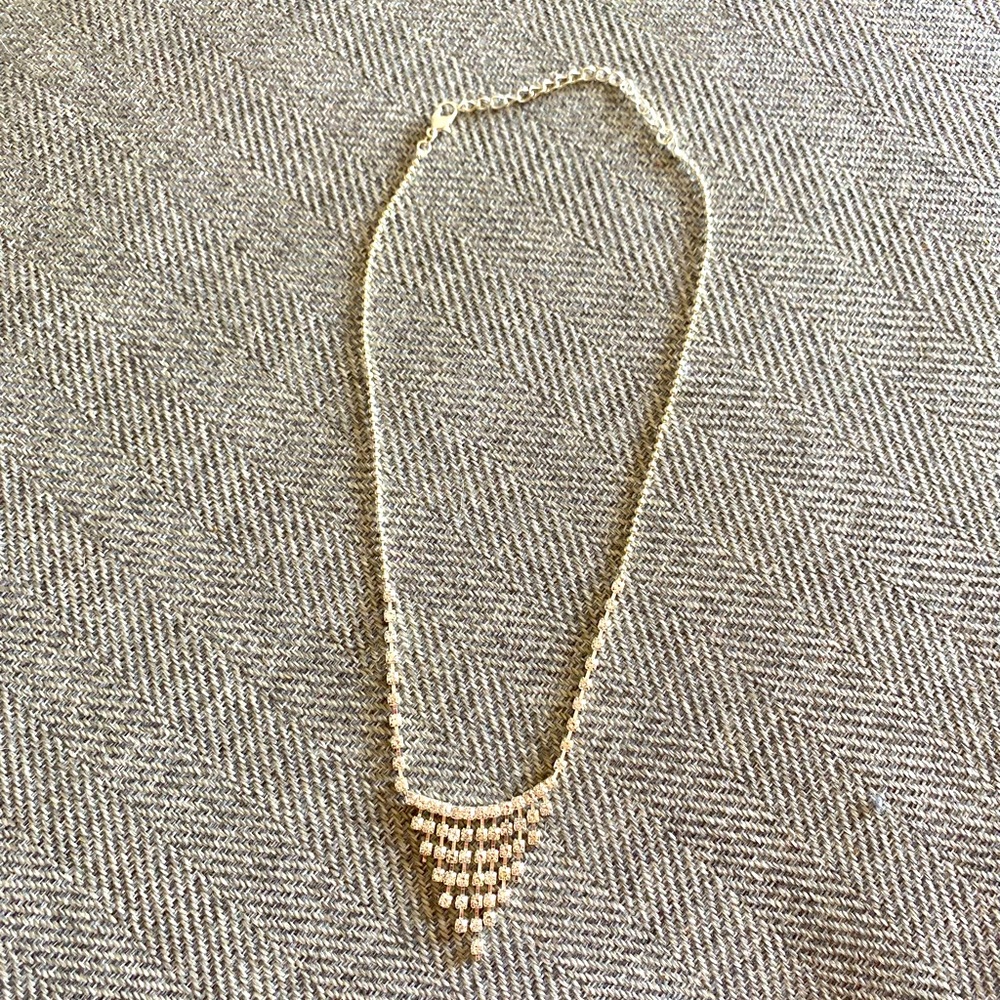 Silver/Diamond Dress Jewelry Necklace Earring Set